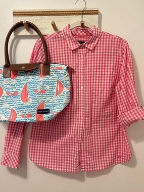 Talbots Pink Gingham Button-Down Shirt